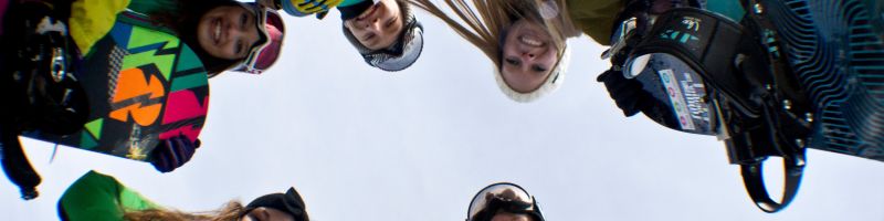 Group having fun at the top of the Bushkill Terrain Park   Shawnee Mountain Ski Area