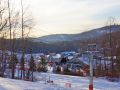 View from the Tomahawk Trail of the Tomahawk Express Quad and base lodge   Shawnee Mountain Ski Area2